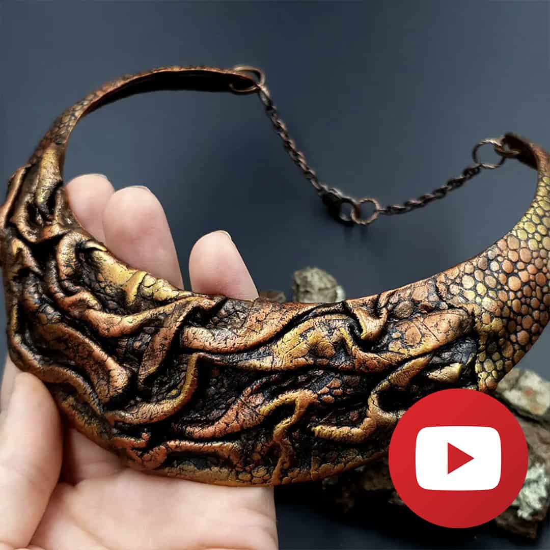 How to make polymer clay folded leather necklace (26245)