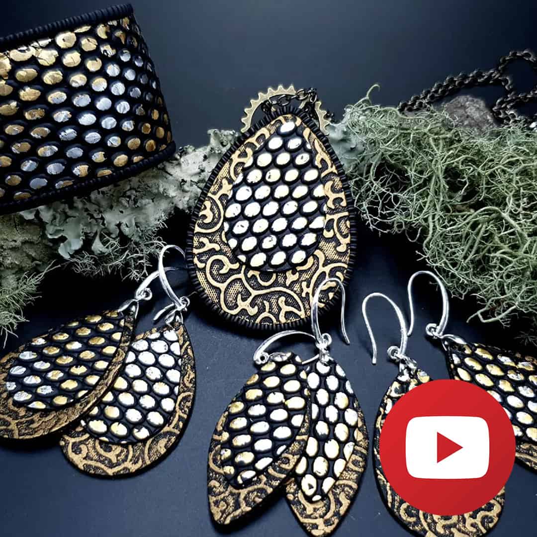 How to make polymer clay retro earrings and pendant (26459)