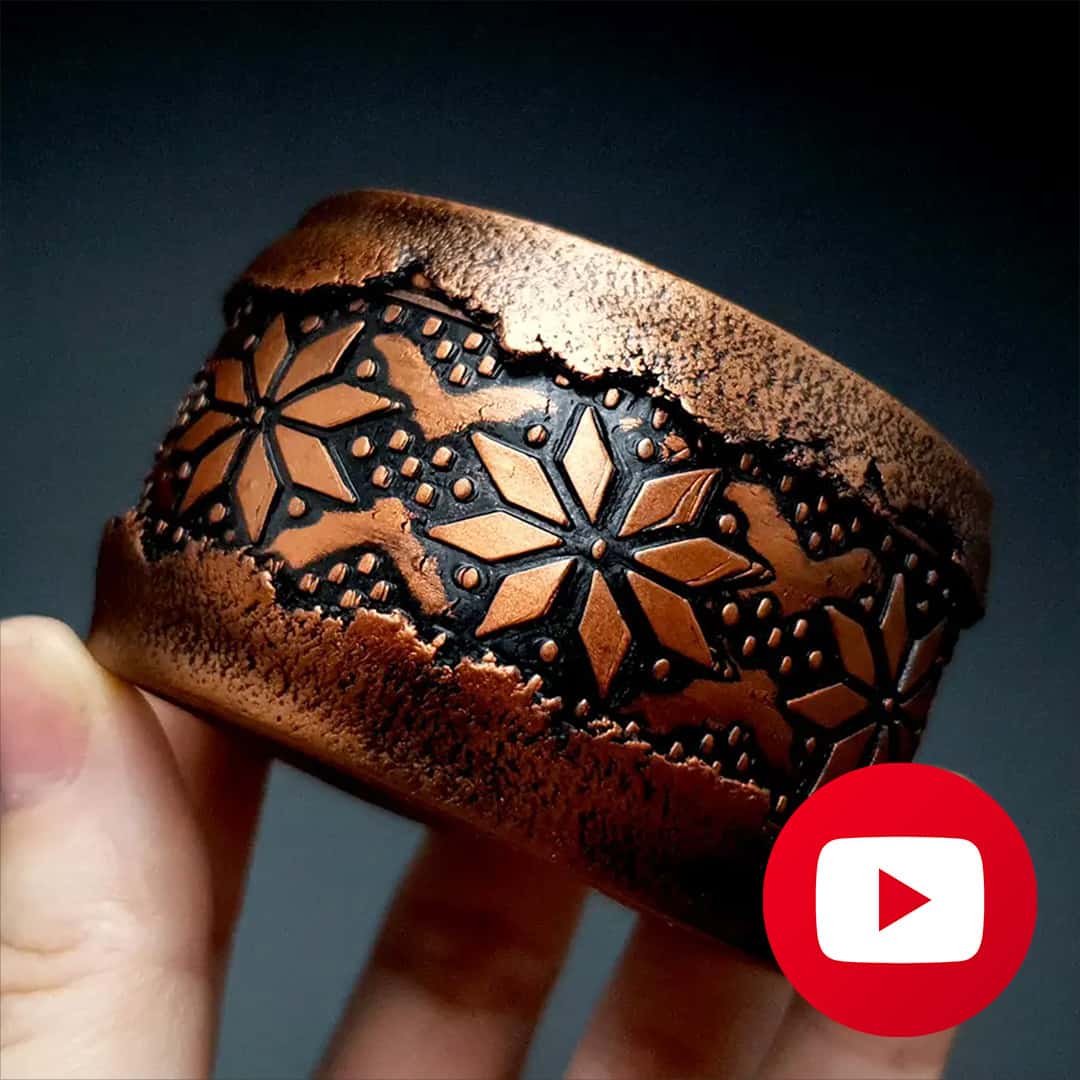 How to make polymer clay faux rustic copper bracelet (26610)