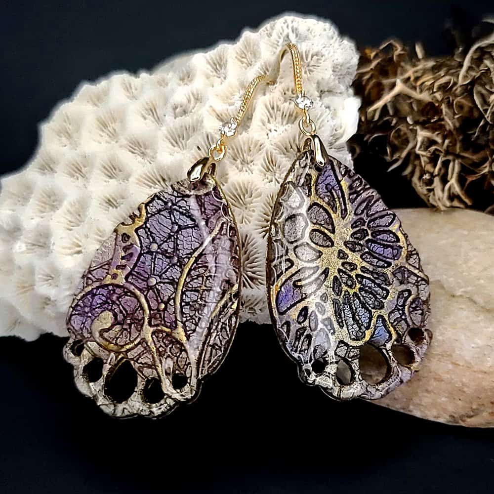 Romantic Earrings "Purple Lace" #28783