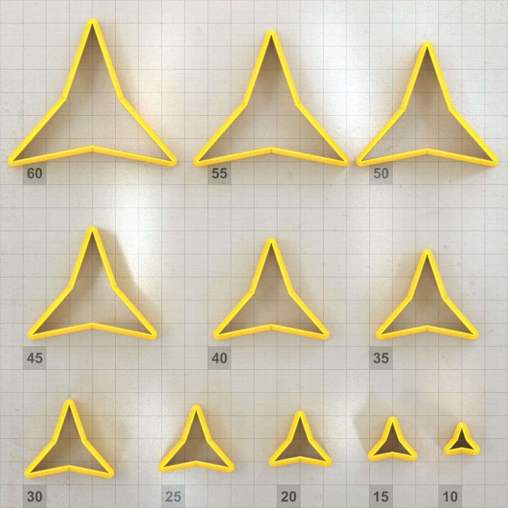 Big set of 11 plastic cutters: 3-POINTED STAR #1 (29537)