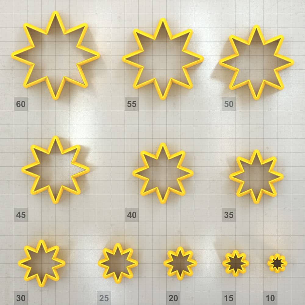Big set of 11 plastic cutters: 8-POINTED STAR #3 (29567)