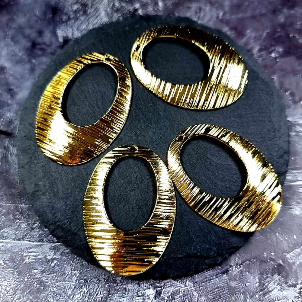 4 Glossy Golden color Charms "Ovals" (34013)