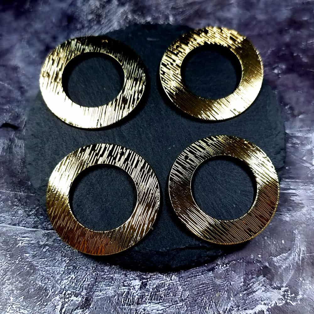 4 Glossy Golden color Charms "Circles" (34019)