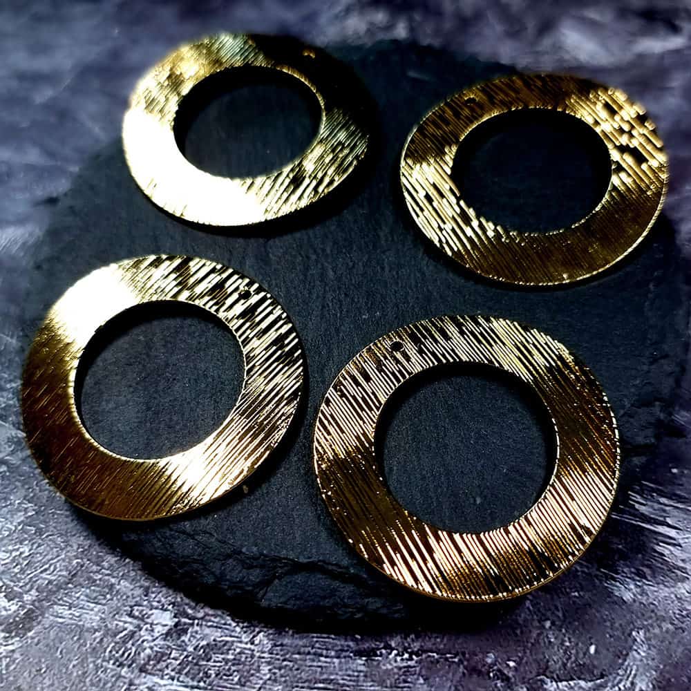 4 Glossy Golden color Charms "Circles" (34023)