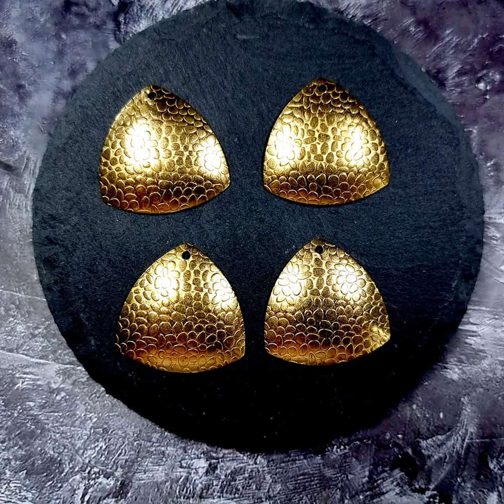 4 Textured Golden color Charms "Triangles" (34034)