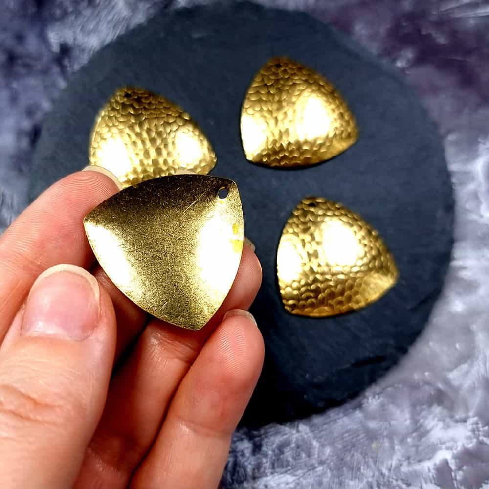 4 Textured Golden color Charms "Triangles" (34042)