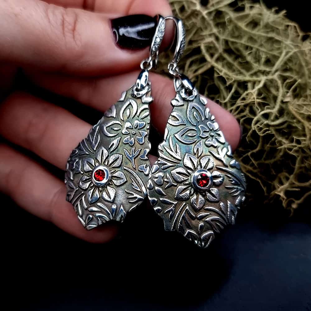 Unique romantic silver earrings (38719)