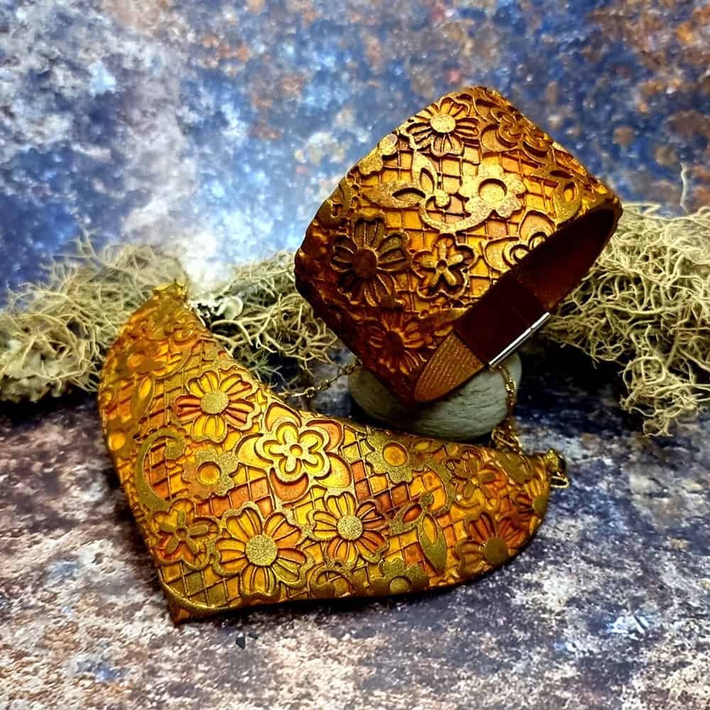 Unique Jewelry Set "Golden Ages" Polymer clay #42362