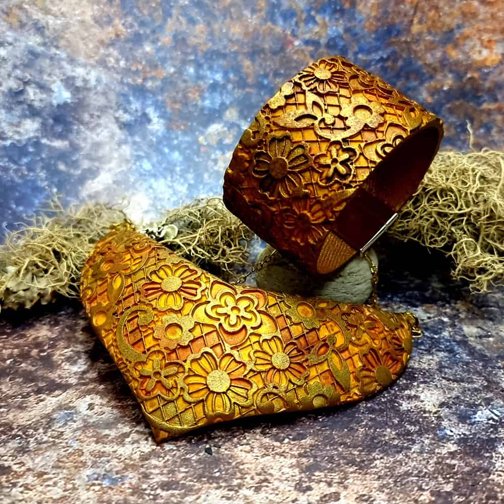 Unique Jewelry Set "Golden Ages" Polymer clay (42364)