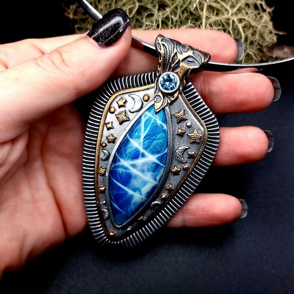 Unique polymer clay pendant "Pure Space Energy" (42419)