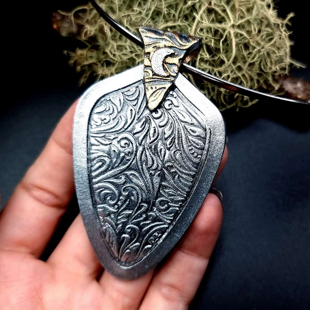 Unique polymer clay pendant "Pure Space Energy" (42432)