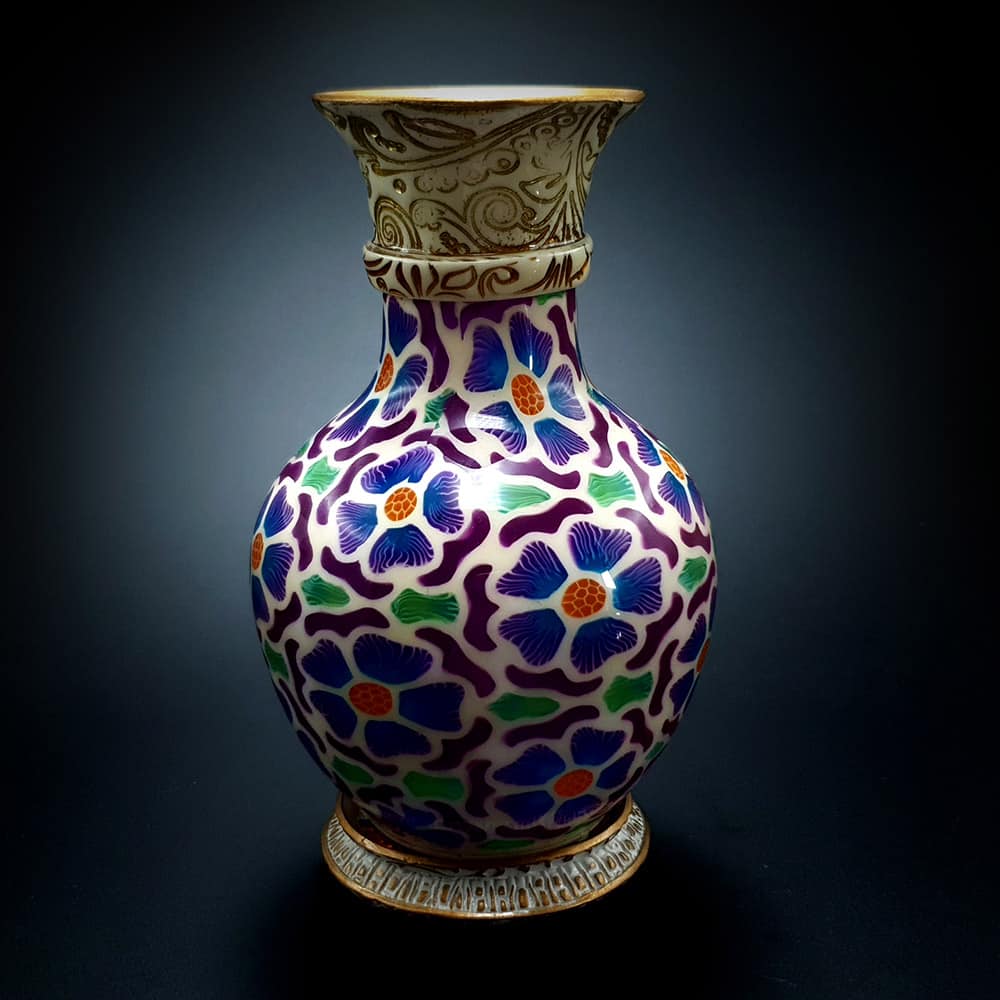 Transparent Vase Candle Holder "Purple Flowers" (42217)