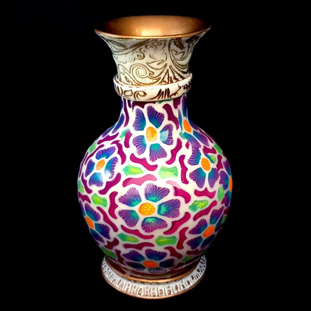 Transparent Vase Candle Holder "Purple Flowers" (42219)