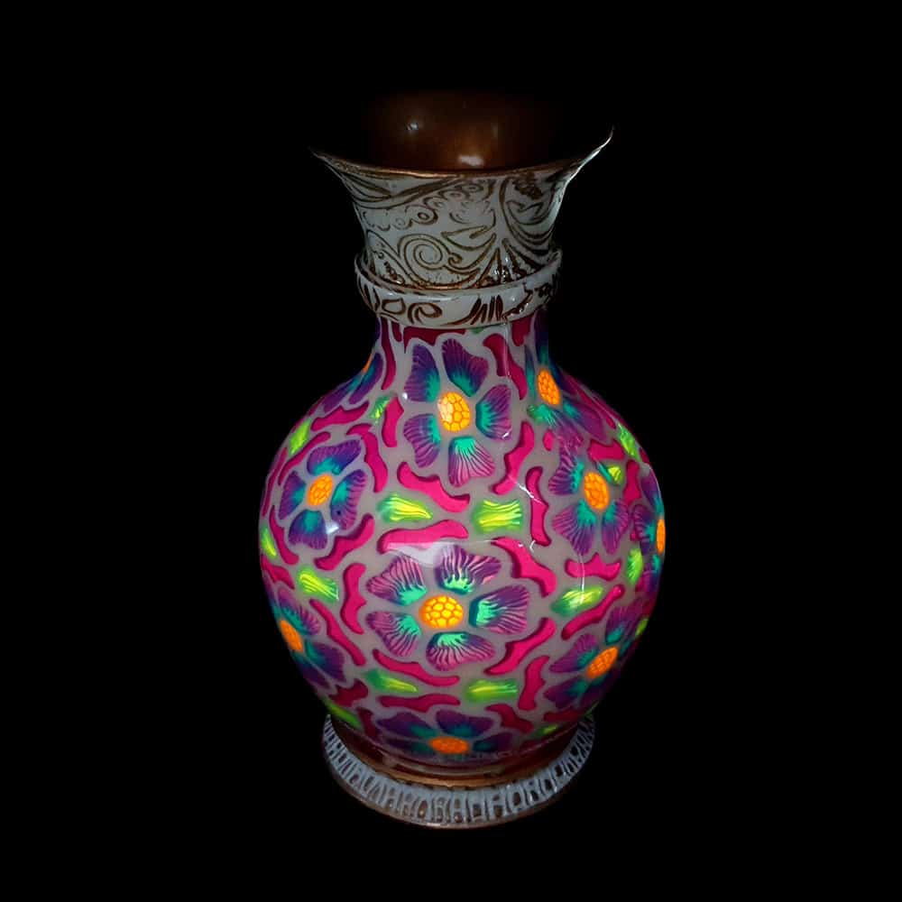Transparent Vase Candle Holder "Purple Flowers" (42222)