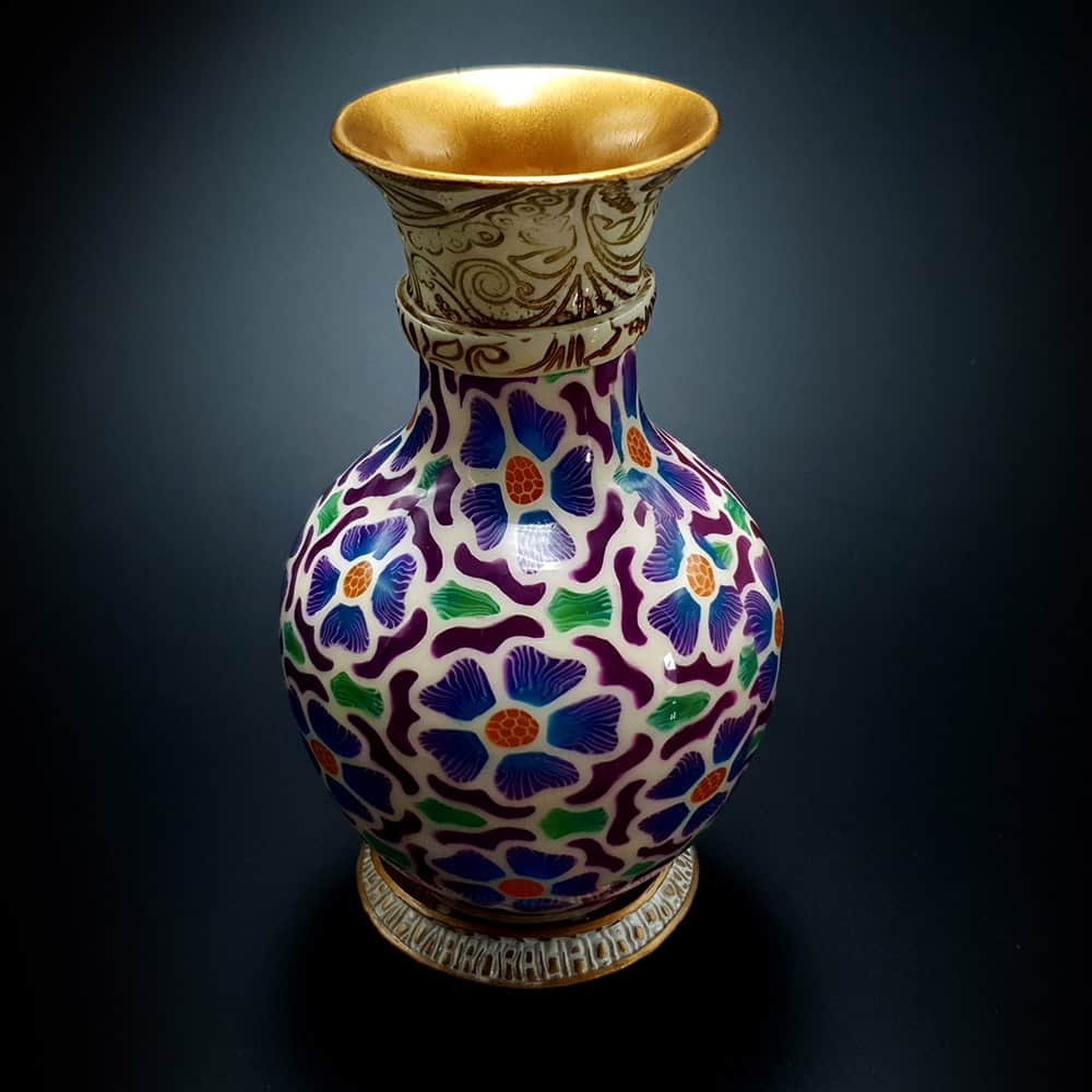 Transparent Vase Candle Holder "Purple Flowers" (42226)