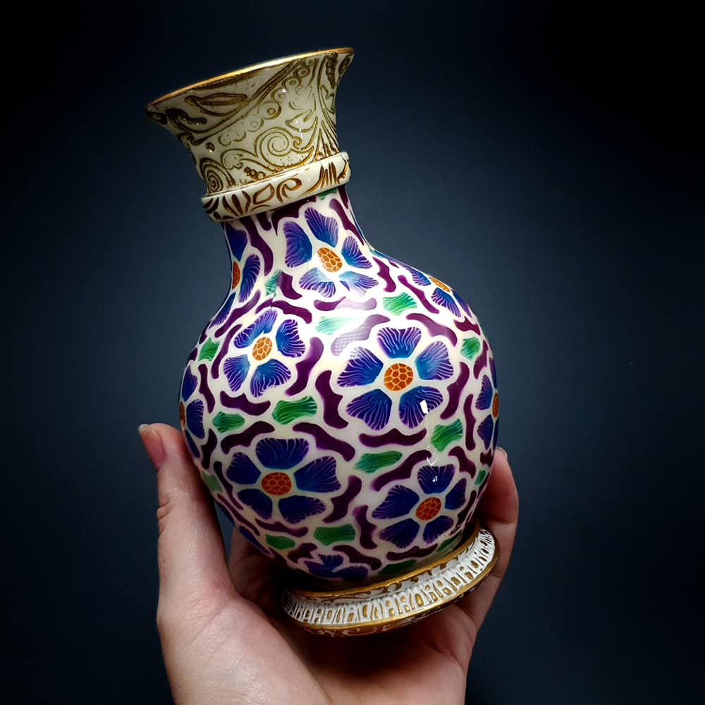 Transparent Vase Candle Holder "Purple Flowers" (42229)