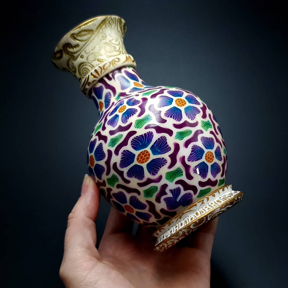 Transparent Vase Candle Holder "Purple Flowers" (42239)