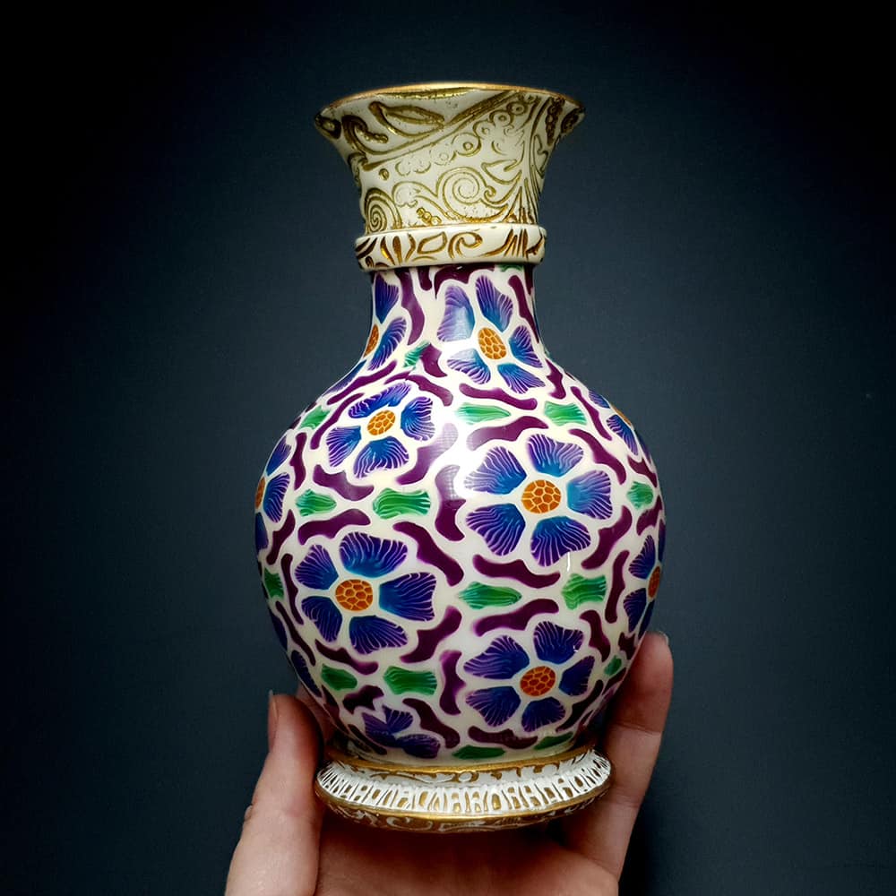 Transparent Vase Candle Holder "Purple Flowers" (42244)