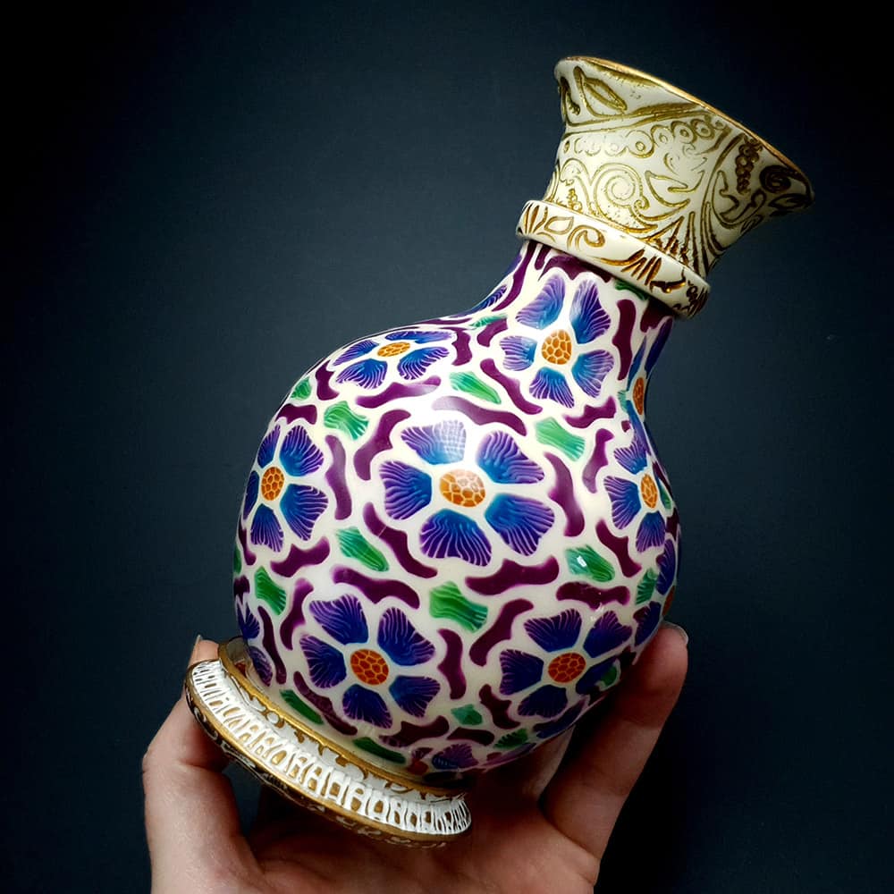 Transparent Vase Candle Holder "Purple Flowers" (42249)