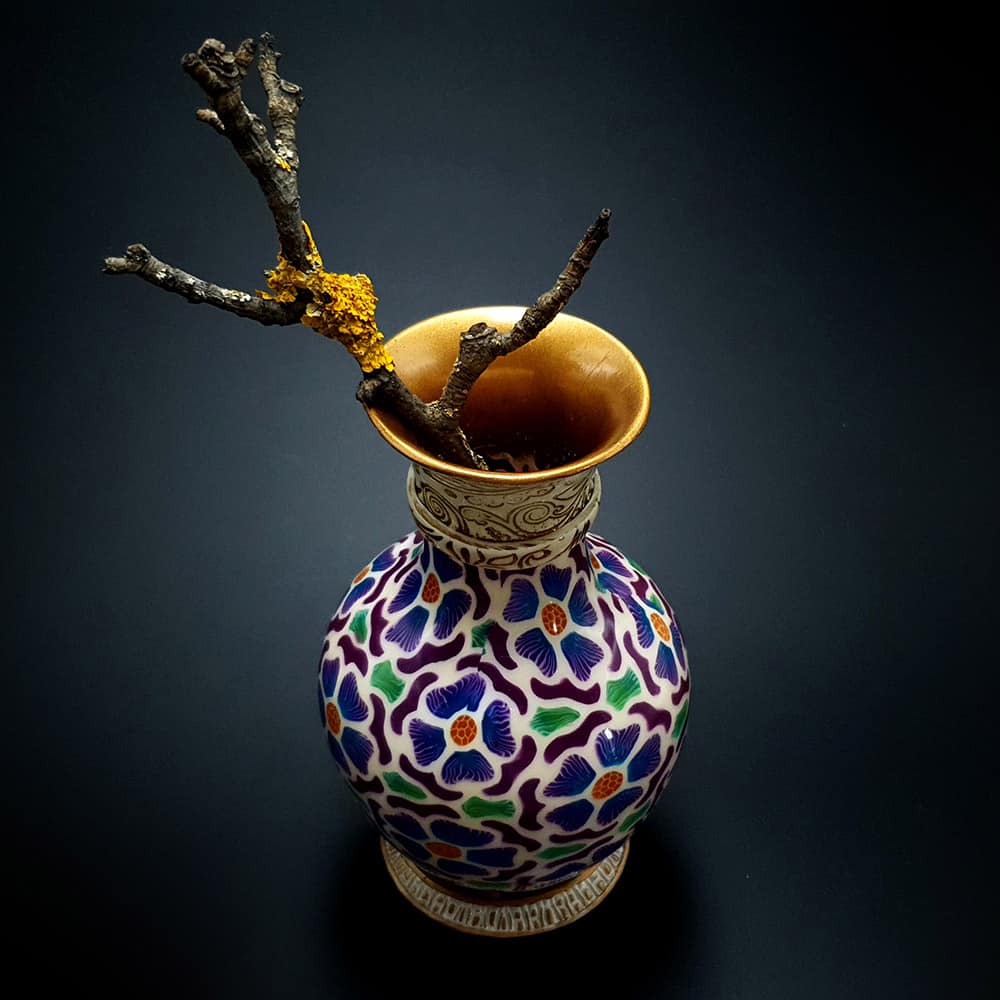 Transparent Vase Candle Holder "Purple Flowers" (42257)