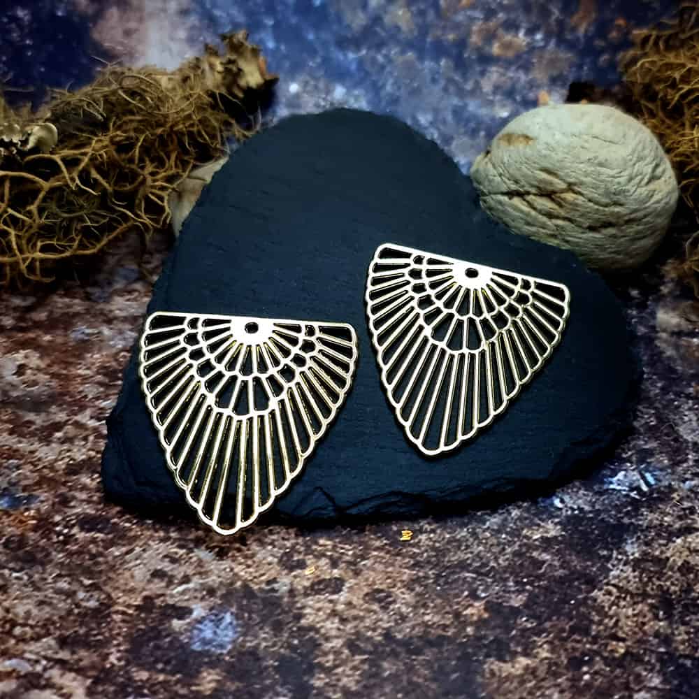Earrings metal findings Golden color "Feather" (44582)