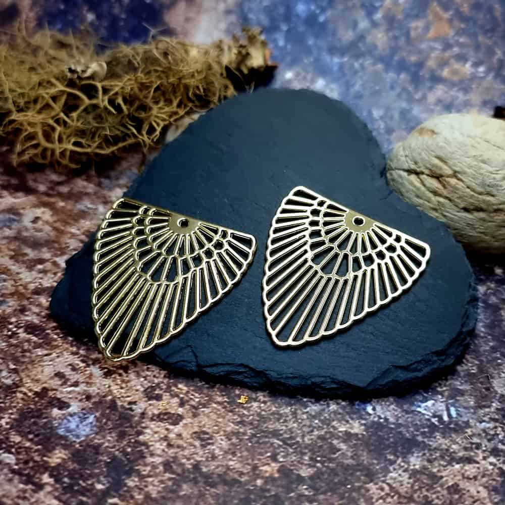 Earrings metal findings Golden color "Feather" (44586)