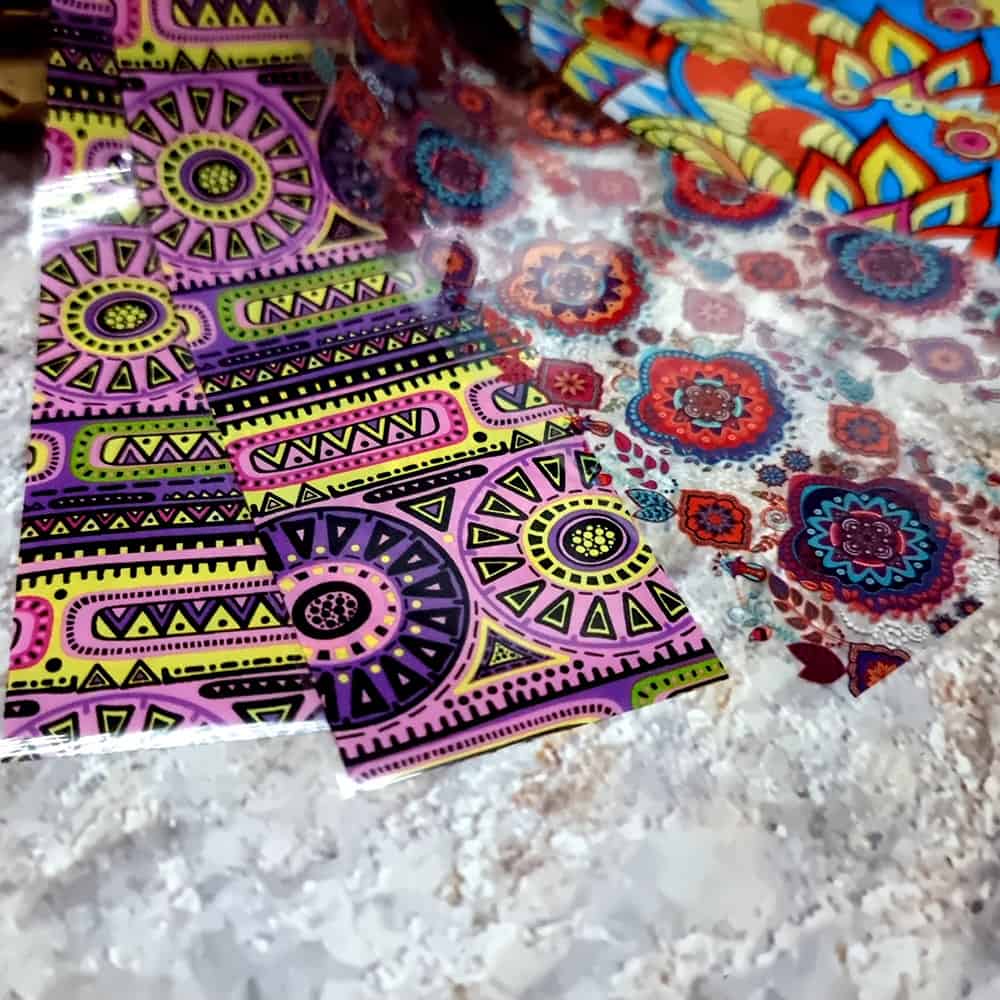 10 colorful transfer foils "Hippie style textile 1" (52687)