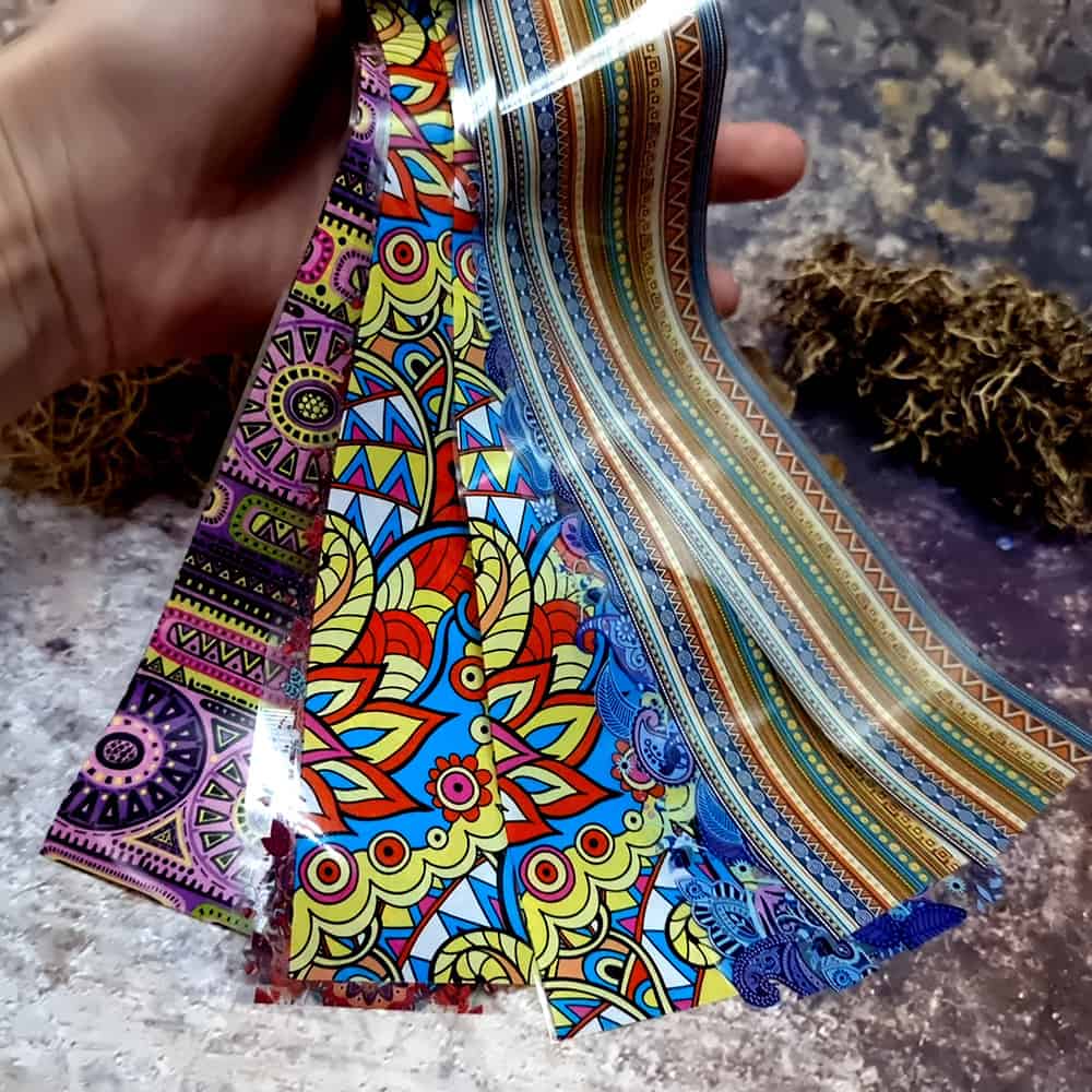 10 colorful transfer foils "Hippie style textile 1" (52689)