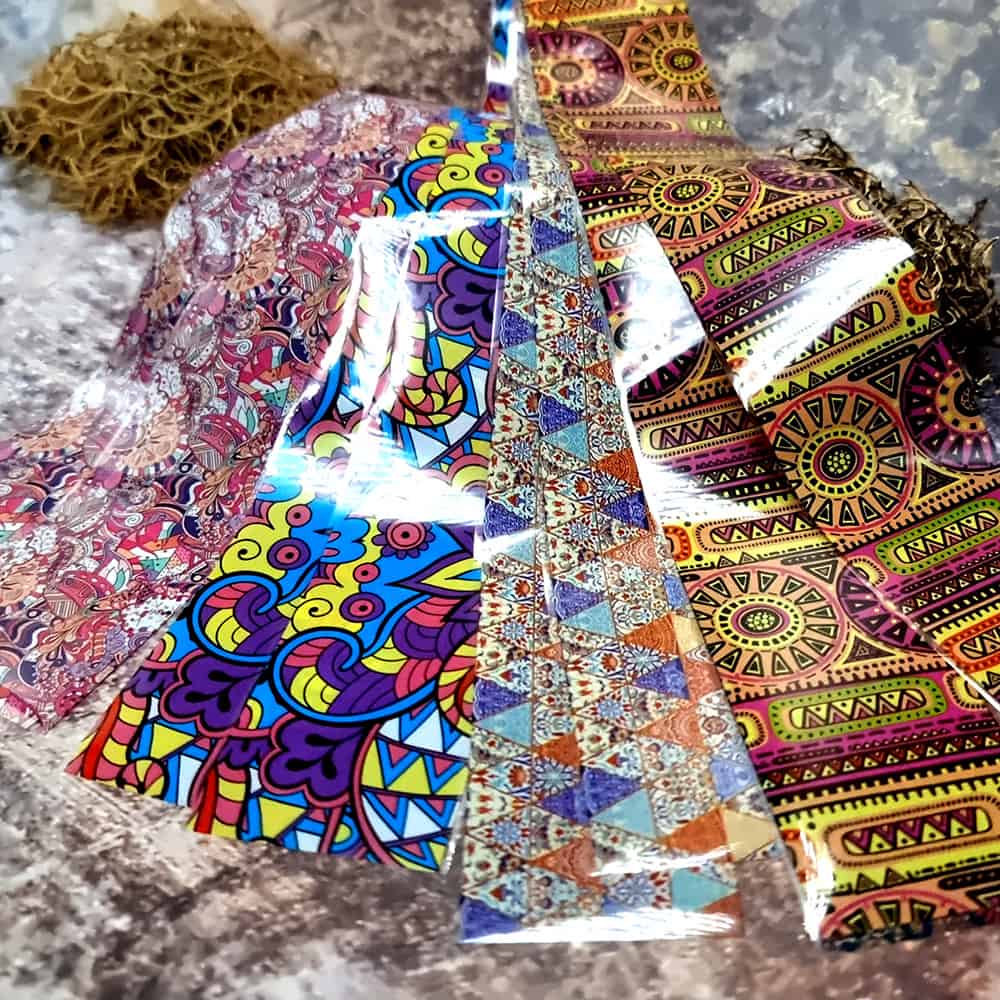 10 colorful Transfer Foils "Hippie style textile 2" (52652)
