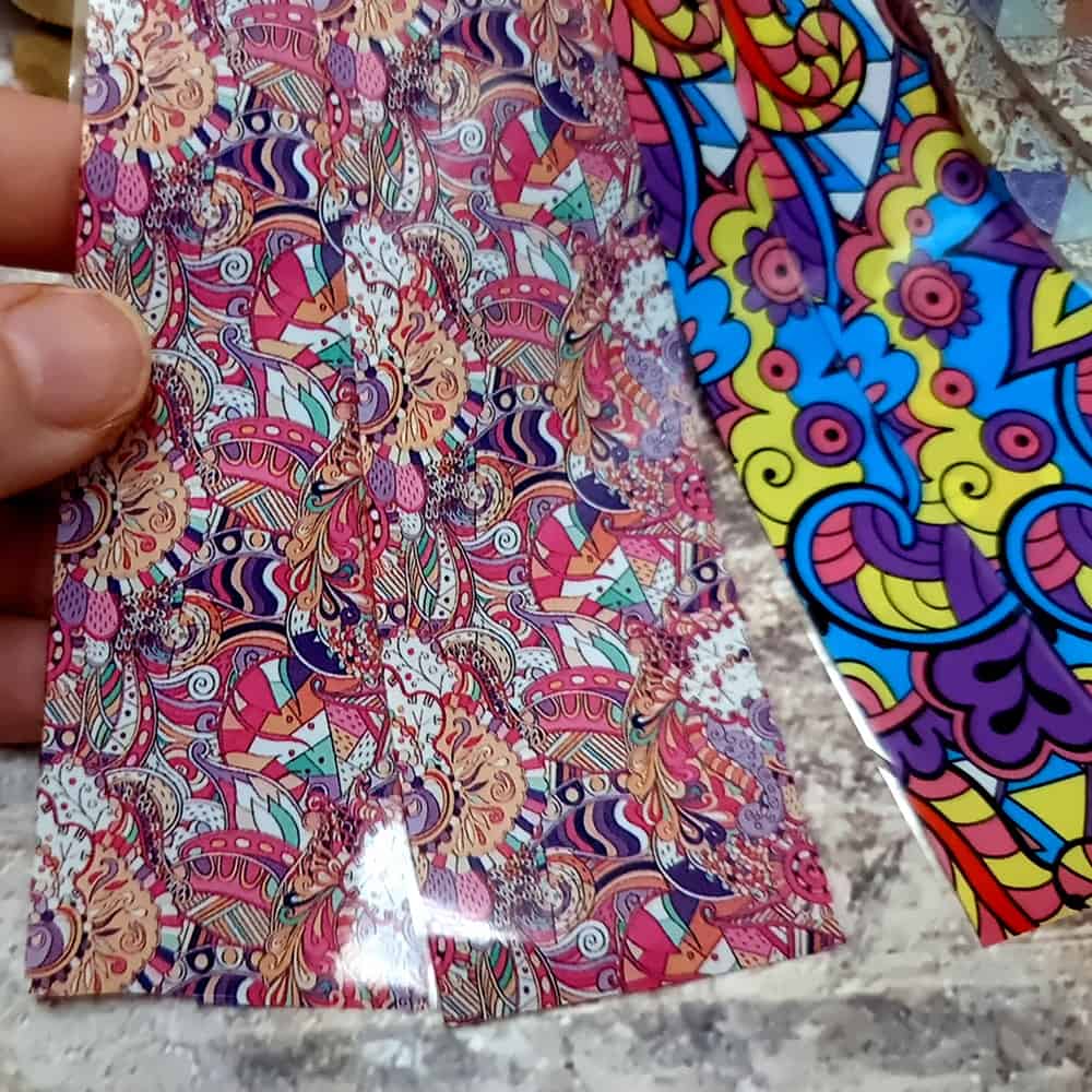 10 colorful Transfer Foils "Hippie style textile 2" (52655)
