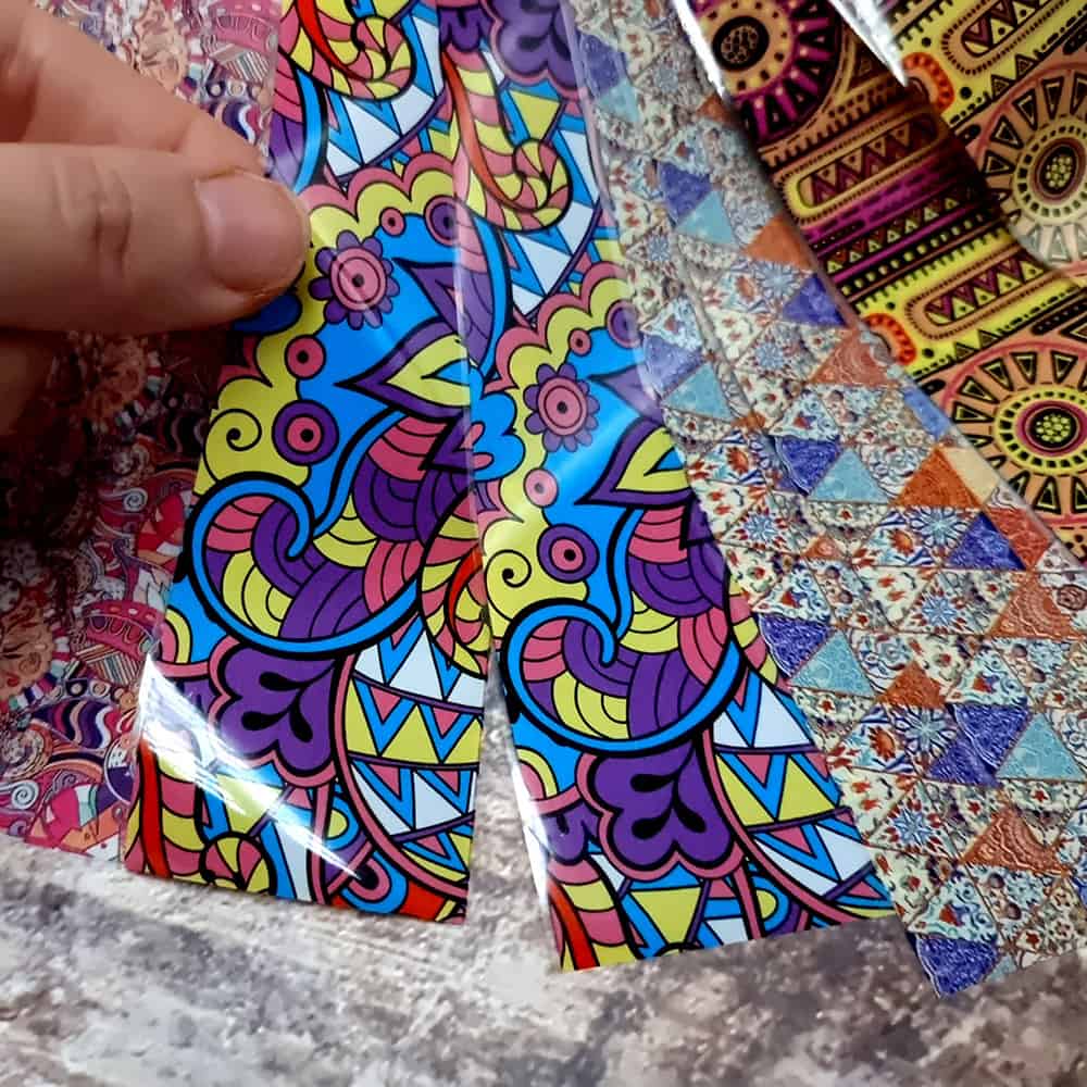 10 colorful Transfer Foils "Hippie style textile 2" (52657)