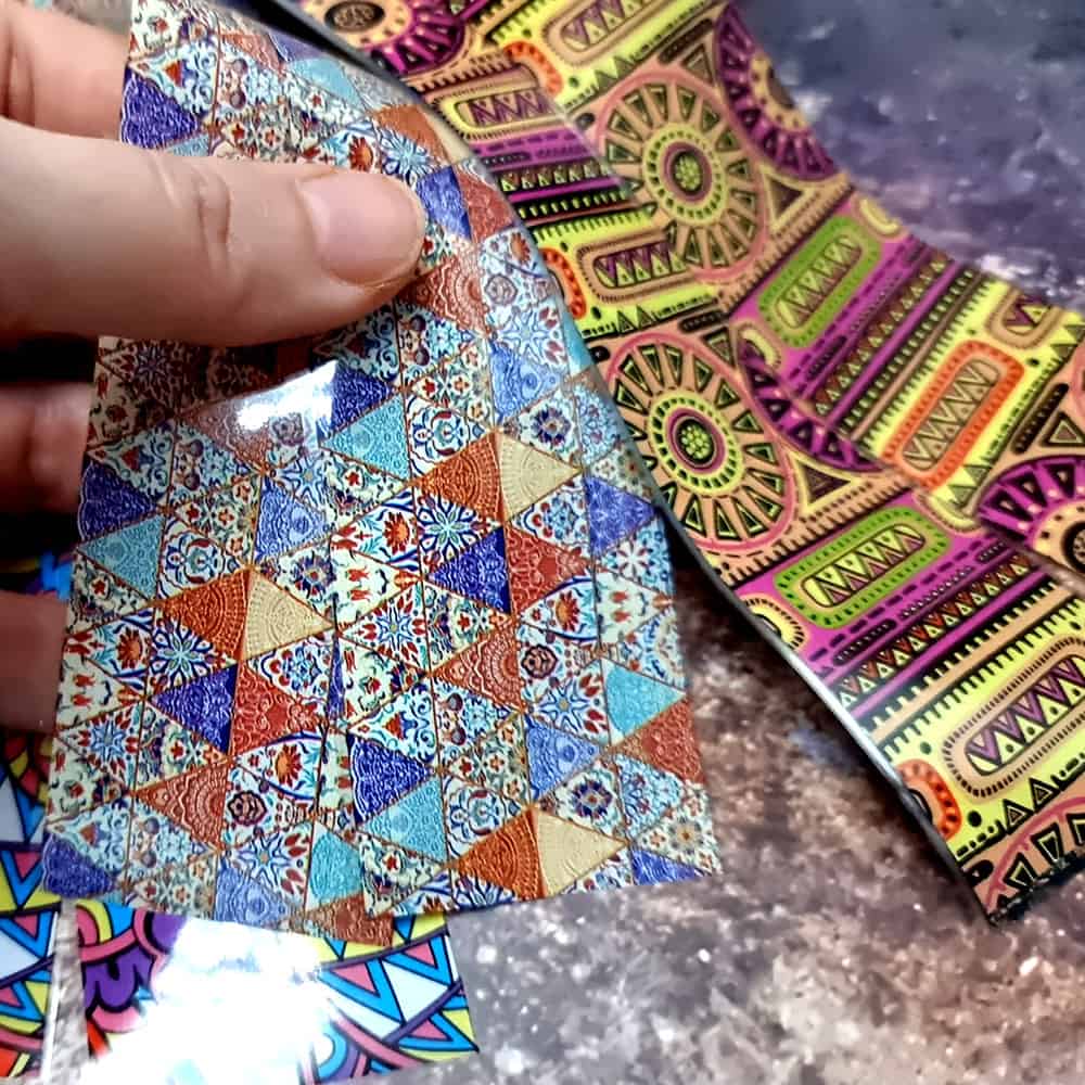 10 colorful Transfer Foils "Hippie style textile 2" (52660)