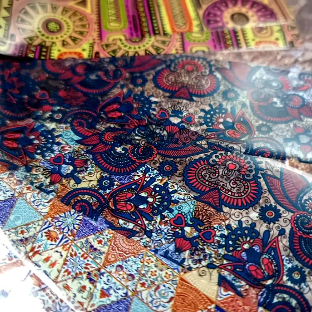 10 colorful Transfer Foils "Hippie style textile 2" (52663)
