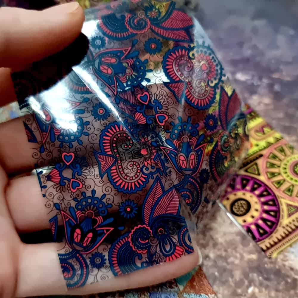 10 colorful Transfer Foils "Hippie style textile 2" (52667)