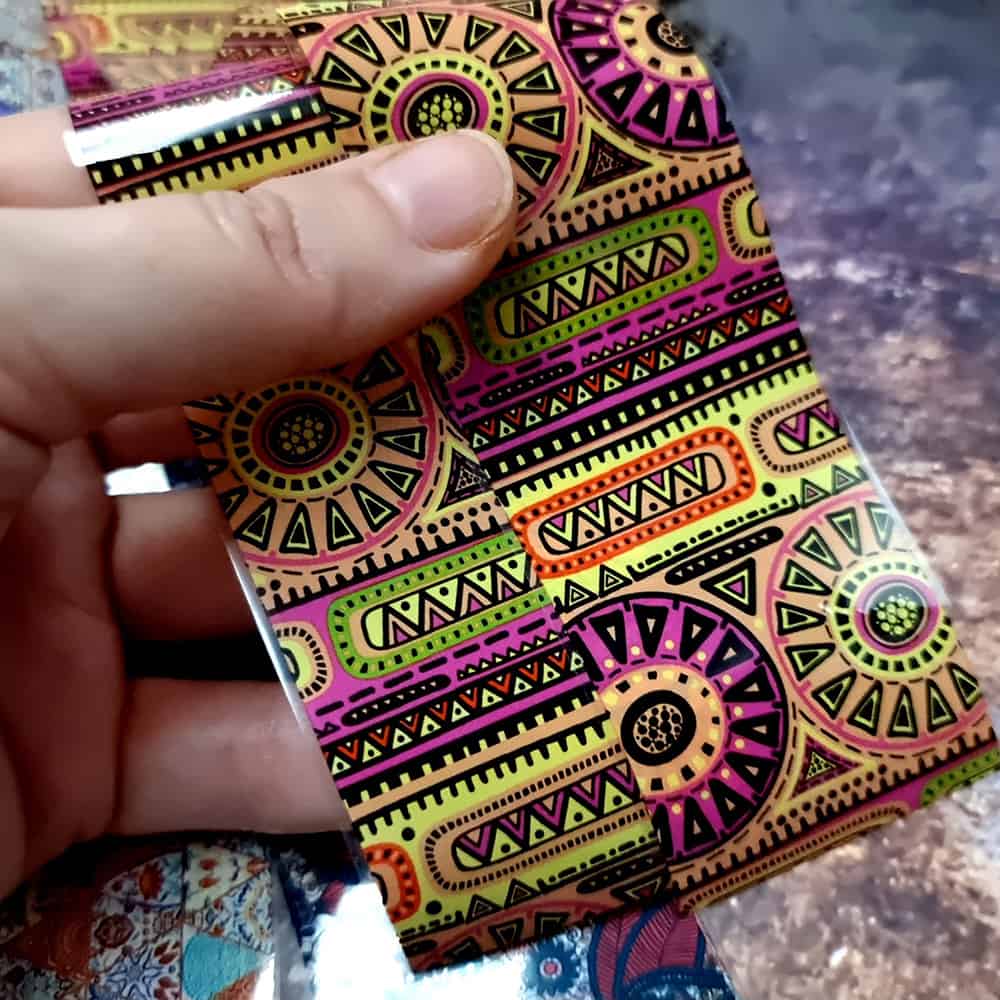 10 colorful Transfer Foils "Hippie style textile 2" (52671)