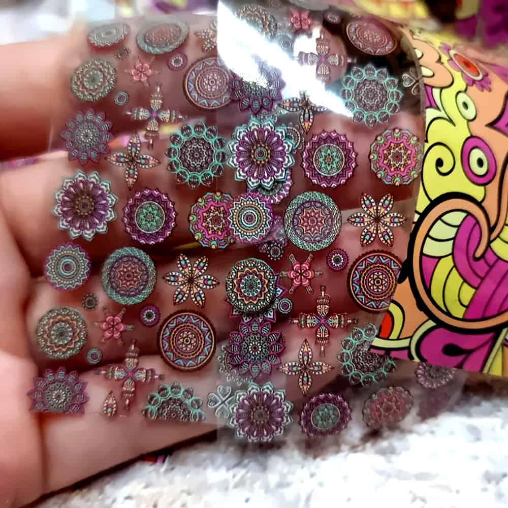 10 colorful Transfer Foils "Hippie style textile 3" (52668)