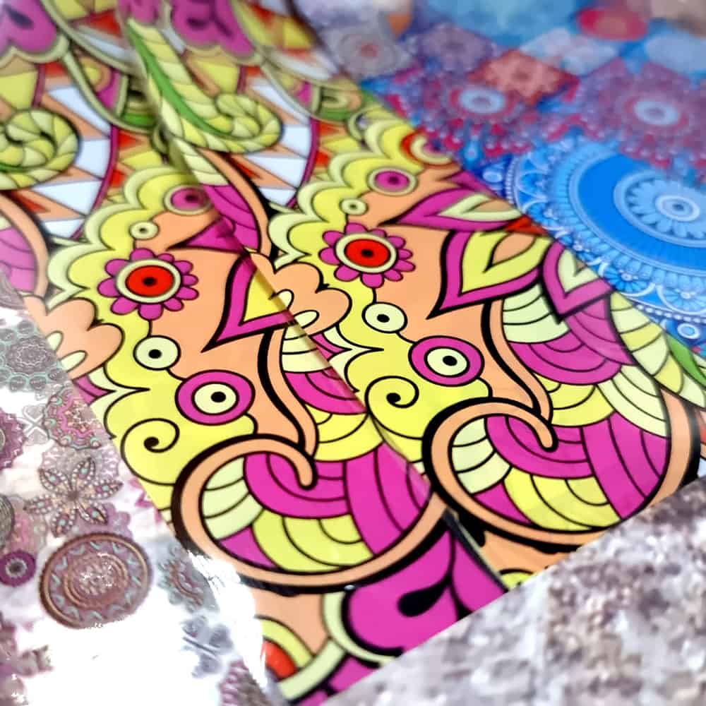 10 colorful Transfer Foils "Hippie style textile 3" (52672)