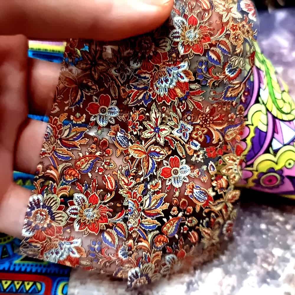10 colorful Transfer Foils "Hippie style textile 4" (52684)