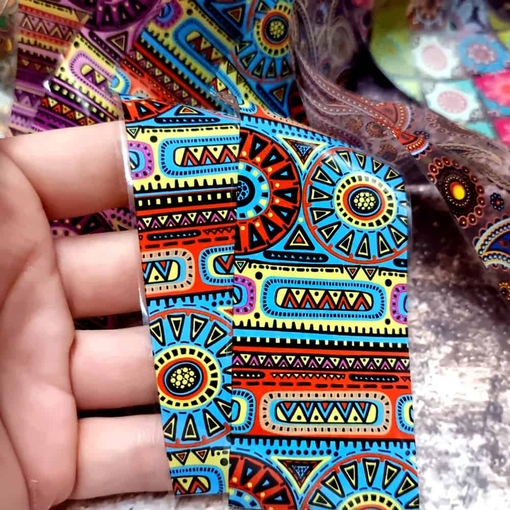 10 colorful Transfer Foils "Hippie style textile 5" (52697)
