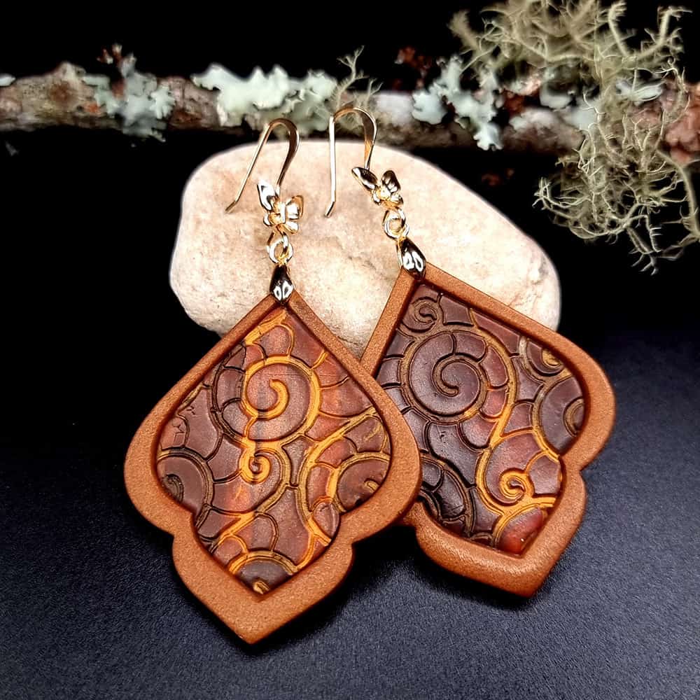 Polymer clay Earrings "Bitter Chocolate and Nights" #148021