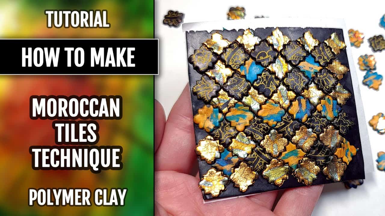 Colorful Tiles Veneer with polymer clay, paints & foils
