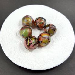6 Beads: Glossy Brown, Bronze, Green (Polymer Clay) #7187