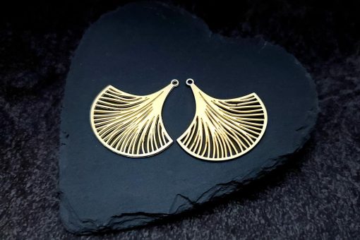 Golden exotic unusual leafs charms for earrings (27220)