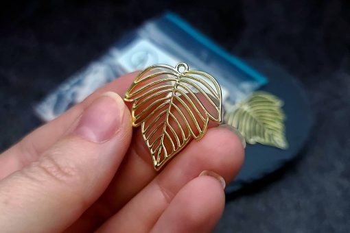 Gloss golden color leafs charms for earrings (27280)