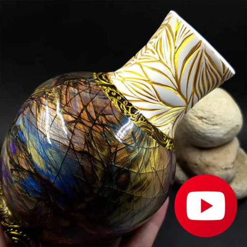 Make & decorate vase with labradorite stone veneer (26994)